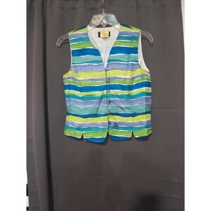 Jeremy Spenser‎ Women's Small Silk Vest, Cool Multicolor Striped Vest, 100% Silk